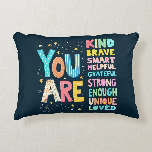 You Are Affirmations Bright Hand Lettering Accent Kussen (Voorkant)