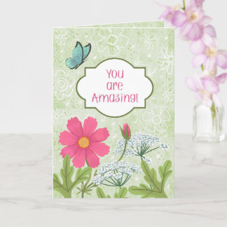 You Are Amazing! Green Floral Garden Encouragement Kaart