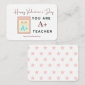 You Are an A+ Teacher Valentine Card Notitiekaartje (Voorkant / Achterkant)