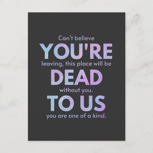 You Are Dead to Us! - R.I.P. Beheer!: Coworker Briefkaart (Voorkant)