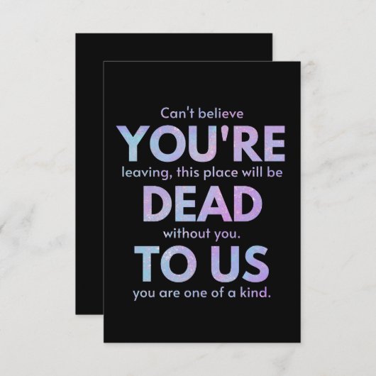 You Are Dead to Us! - R.I.P. Beheer!: Coworker Notitiekaartje (Voorkant / Achterkant)