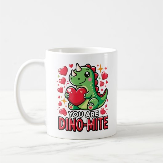 You Are Dino-Mite - Schattigee Dinosaurus Valentij Koffiemok (Links)
