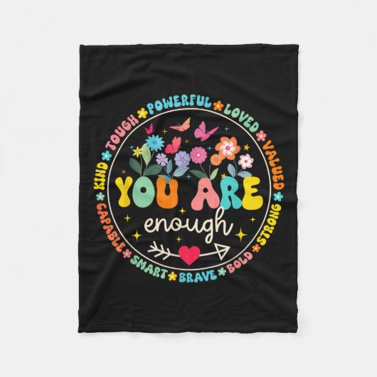 You Are Enough Floral Kind Love Peace Kindness Ins Fleece Deken (Voorkant)