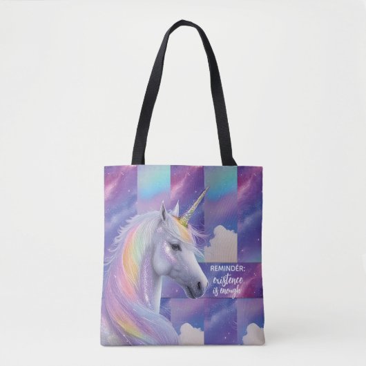 You Are Enough Herinnering Regenboog Eenhoorn Tote Bag (Voorkant)