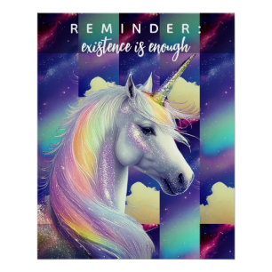 You Are Enough Herinnering Witte Eenhoorn Inspirat Perfect Poster