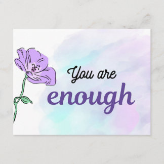 You Are Enough Purple Floral | Self Love Gift Informatiekaartje