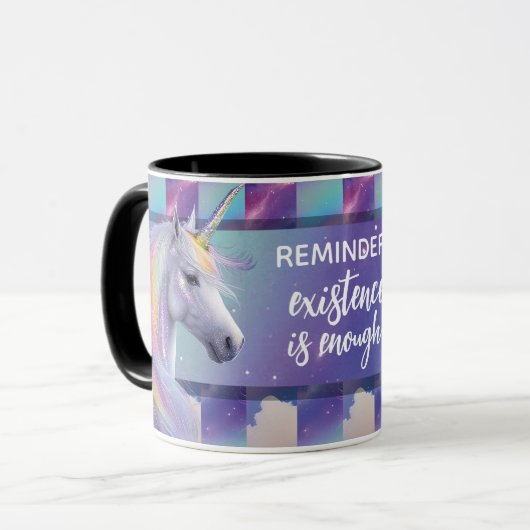 You Are Enough Reminder Rainbow Unicorn Mok (Voorkant links)