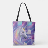You Are Enough Reminder Rainbow Unicorn Tote Bag (Achterkant)