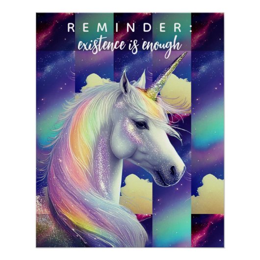 You Are Enough Reminder White Unicorn Inspiration Perfect Poster (Voorkant)