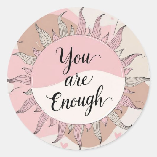 You are Enough  Ronde Sticker (Voorkant)