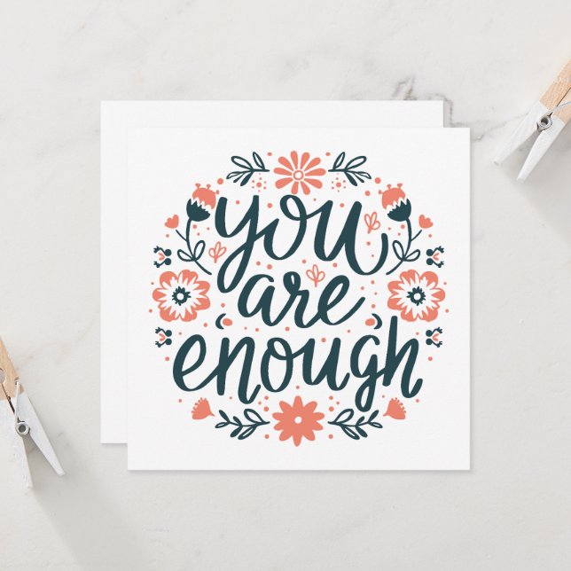 You are enough self love positive quotes floral (Voorkant / Achterkant in situ)