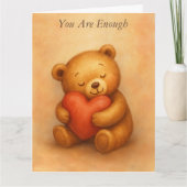 You Are Enough–Sweet Teddy Bear Encouragement Card Kaart (Voorkant)