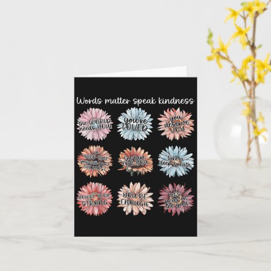 You Are Enough Words Speak Kindness Sitive Daisy  Kaart (Gele Bloem)