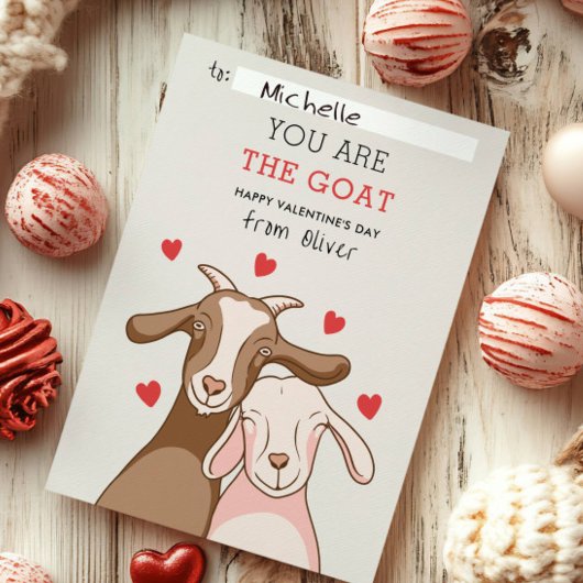 You Are GOAT Pun FUNNY KID classroom valentines Notitiekaartje