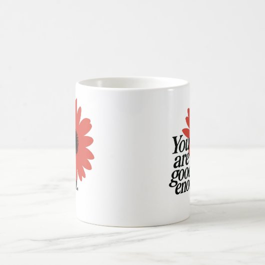 "You Are Good Enough" Red Daisy Mug Koffiemok (Center)