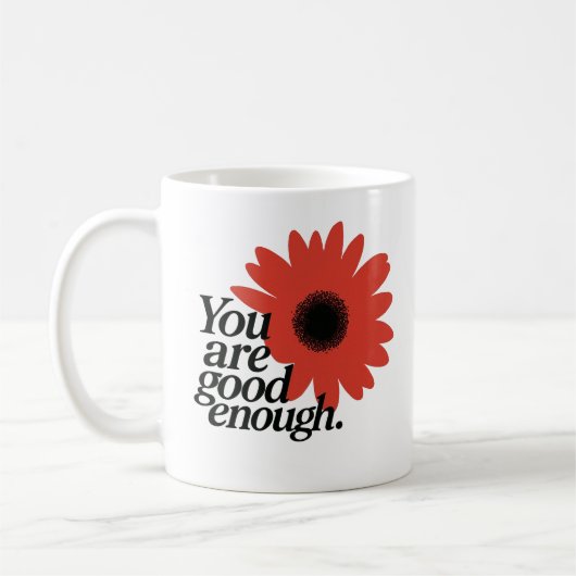 "You Are Good Enough" Red Daisy Mug Koffiemok (Links)