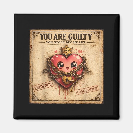 You Are Guilty You Stole My Heart Cute Valentine’s Magneet (Voorkant)