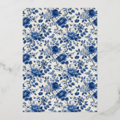 You Are Invited Elegant Blue Floral Folie Uitnodiging (Achterkant)