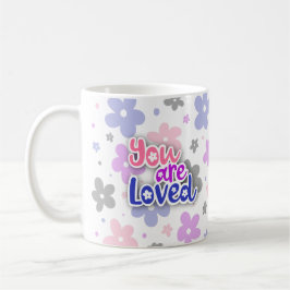 You Are Loved Flowers Genderfluid Pride Lettering Koffiemok