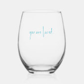 You are loved Turquoise Wedding Favor Wijnglas Zonder Voet (Voorkant)
