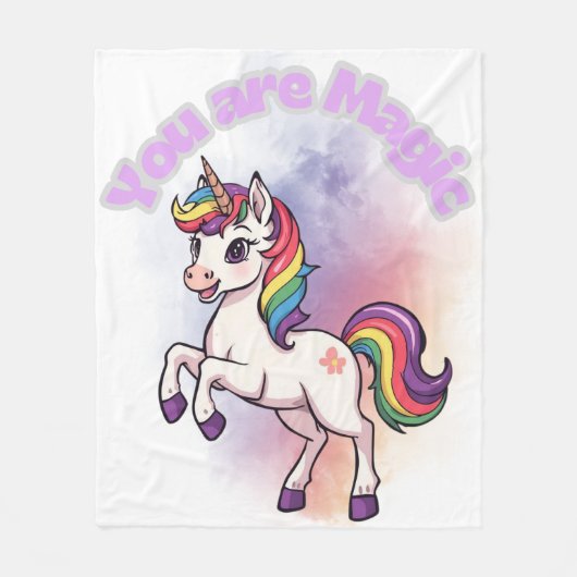 You Are Magic – Süßes Einhorn mit Regenbogenmähne Fleece Deken (Voorkant)