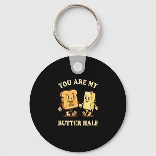 You Are My Butter Half Retro Toast Bread Couple Va Sleutelhanger (Voorkant)