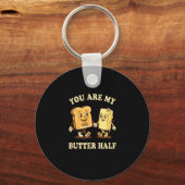 You Are My Butter Half Retro Toast Bread Couple Va Sleutelhanger (Voorkant)