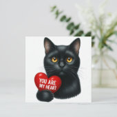 You Are My Heart Valentine Poem Black Cat Holiday  Kaart (Staand voorkant)