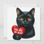 You Are My Heart Valentine Poem Black Cat Holiday  Kaart (Voorkant)