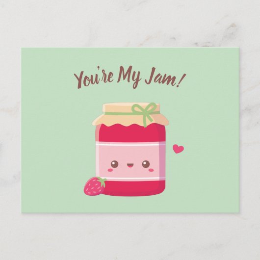 You Are My Jam, Cute Strawberry Jam Valentines Day Briefkaart (Voorkant)