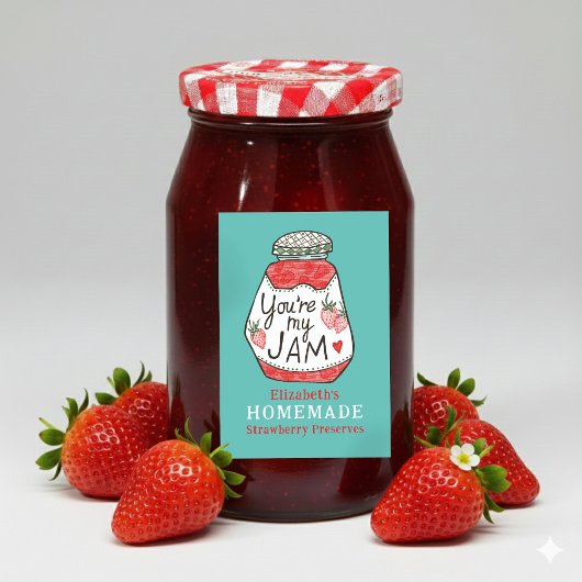 YOU ARE MY JAM Strawberry Custom Homemade Crafts Voedselcontainer Etiket