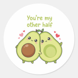 You Are My Other Half Cute Avocado Valentine  Ronde Sticker