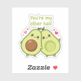 You Are My Other Half Cute Avocado Valentine  Sticker