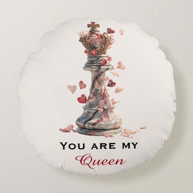 You Are My Queen Chess Valentine's Day Rond Kussen (Voorkant)