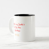 You Are My Santa's Gift" Personalized Christmas Tweekleurige Koffiemok (Voorkant links)