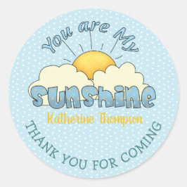 You Are My Sunshine Baby Boy Shower Ronde Sticker