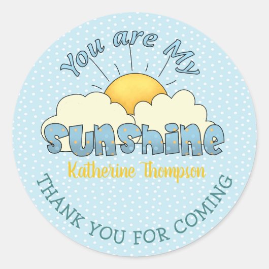 You Are My Sunshine Baby Boy Shower   Ronde Sticker (Voorkant)