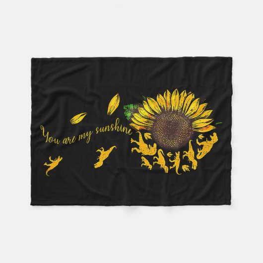 You Are My Sunshine Dinosaur T-rex Sunflower  Fleece Deken (Voorkant (Horizontaal))