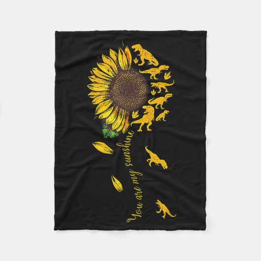 You Are My Sunshine Dinosaur T-rex Sunflower Fleece Deken (Voorkant)