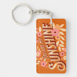 You Are My Sunshine Floral Pink Orange Groovy  Sleutelhanger