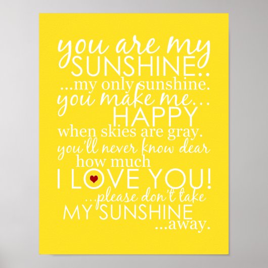 You Are My Sunshine - Geel - Poster (Voorkant)
