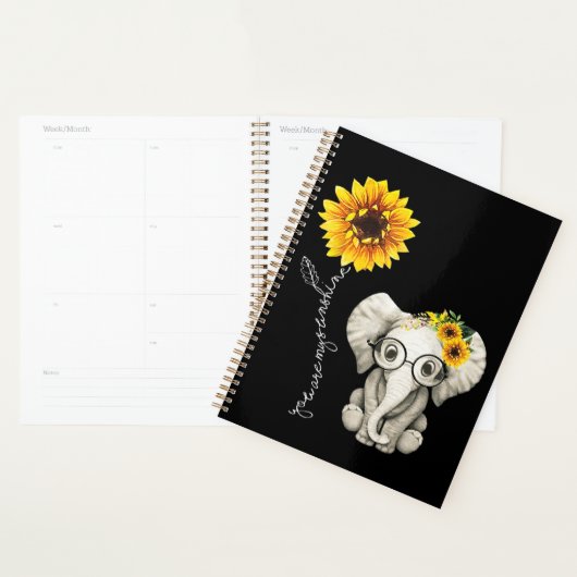 You Are My Sunshine Hippie Sunflower Elephant Planner (Display)