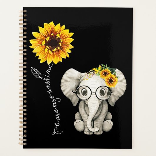 You Are My Sunshine Hippie Sunflower Elephant Planner (Voorkant)