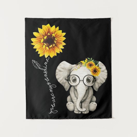 You Are My Sunshine Hippie Sunflower Elephant Wandkleed (Voorkant)