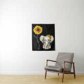 You Are My Sunshine Hippie Sunflower Elephant Wandkleed (In situ)
