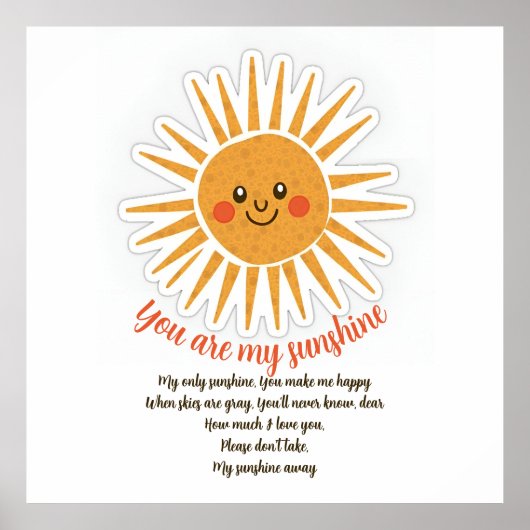 You are my sunshine is een Amerikaanse songtekst Poster (Voorkant)