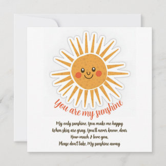 You are my sunshine lyrics wenskaart