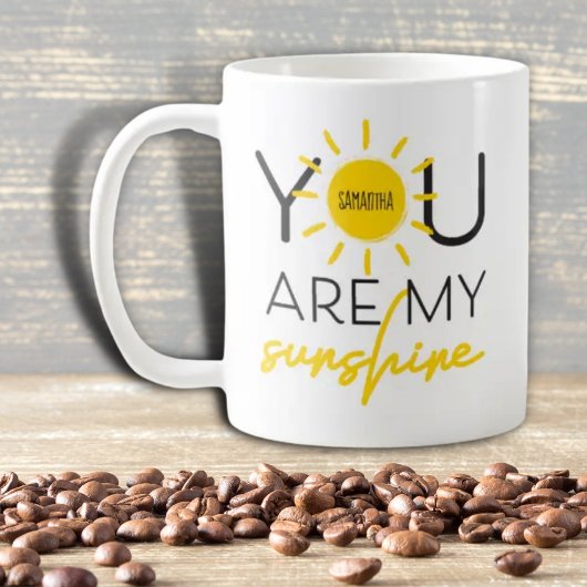You Are My Sunshine Quote Yellow Black Koffiemok