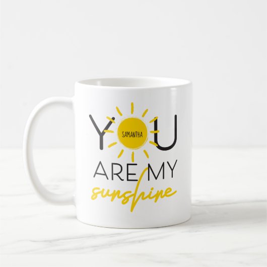 You Are My Sunshine Quote Yellow Black Koffiemok (Links)