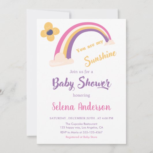"You Are My Sunshine" Rainbow Baby Shower  Kaart (Voorkant)